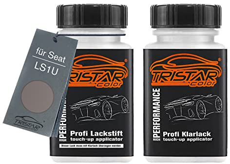 TRISTARcolor Autolack Lackstift Set für Seat LS1U Beige Balea Metallic/Bige Balea Metallic Basislack Klarlack je 50ml