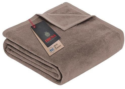 Ibena Porto Decke 150x200 cm – Baumwollmix weich, warm & waschbar, Kuscheldecke taupe einfarbig