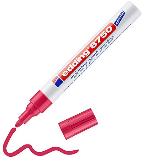edding 8750 Marqueur peinture spécial industrie - rouge - 1 stylo - pointe ronde 2-4 mm - pour écrire sur une surface poussiéreuse, légèrement huileuse, pneu, métal, verre et du bois - permanent