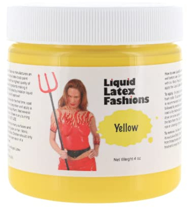 Liquid Latex Fashions Ammonia Free Liquid Latex for Adults and Kids, Face and Body Latex Paint, Ideal for Parties and Cosplay, Super Flexible, Yellow- 4 Oz