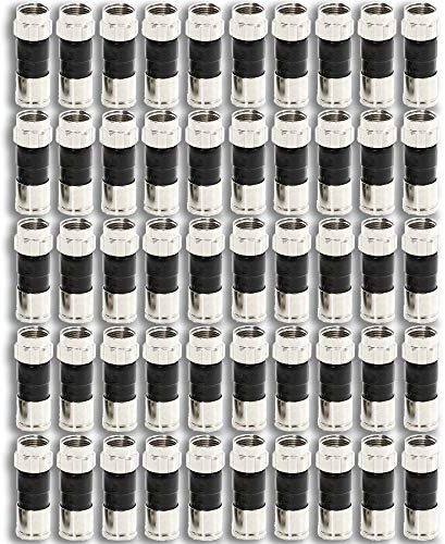 Confezione da 50 connettori a compressione RG6 Quad PPC EX6XL approvati per la maggior parte dei satelliti o dei cavi coassiali