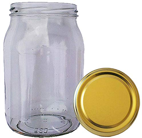 Wamat 900 ml Einweckgläser mit Deckel Gold Einmachgläser Vorratsgläser Einmachglas (Menge: 8 Stück)