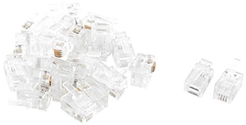 sourcing map 22pcs Connecteur 4P4C RJ11 téléphone Câble Téléphonique Fin Bouchon Adaptateur Clair