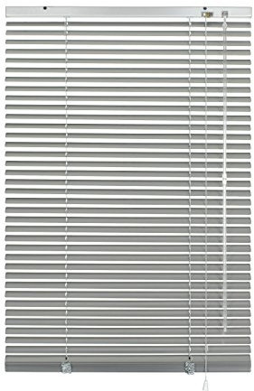 Gardinia Alu-Jalousie, Sicht-, Licht- und Blendschutz, Wand- und Deckenmontage, Alle Montage-Teile inklusive, Aluminium-Jalousie, Silber, 90 x 240 cm (BxH) 6347