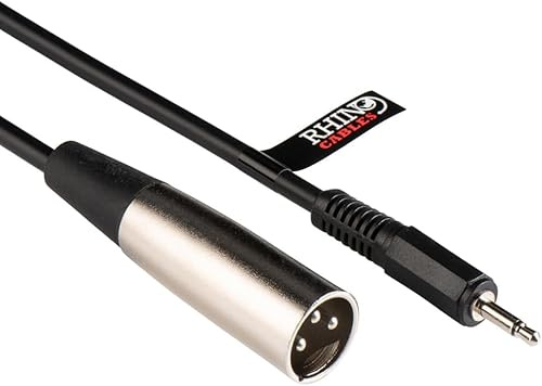 rhinocables 3 Pin XLR Plug to 3.5mm Mono Jack Cable (2m, Black) | Pure Copper Conductors, Audio Converter Wire for Microphone, Black, Copper