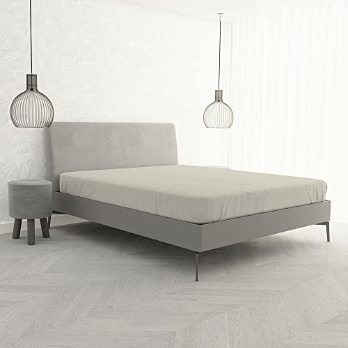 Lenzuolo Sotto MAX COLOR con Angoli Elasticizzati da 25 cm Letto Matrimoniale 170x200 cm, 100% Cotone Made in Italy - Tinta Unita PANNA