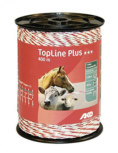 Kerbl 2 Stück 400 m Topline Plus Weidezaunlitze Weiss-rot Elektrozaun TriCond