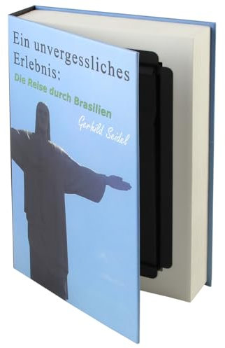 HMF 80905 Caja de libro, caja de caudales con camuflaje de libro con paginas de papel 23 x 15 x 4 cm