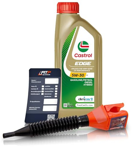 1 L LITER CASTROL Edge Fluid Titanium 5W-30 C3 Motoröl inkl. Castrol Ölwechselanhänger und Einfülltrichter