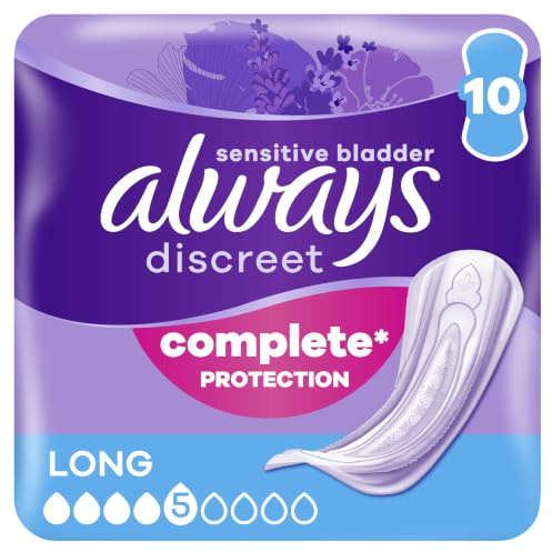 Always Discreet Pack de 10 Protège-slips Plus Long pour Fuites Urinaires
