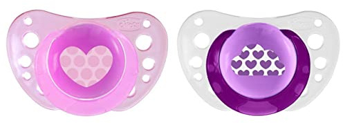 Chicco PhysioForma Air Schnuller, Baby Schnuller 6-16 Monate mit Silikon-Sauger, 2 Stück, Schnuller Unterstützt Physiologische Atmung und Fördert Korrekte Entwicklung des Mundes, rosa