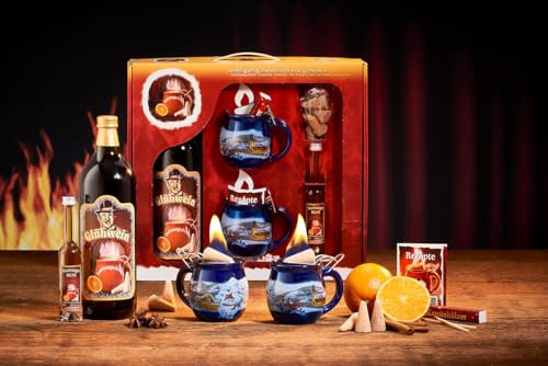 Feuerzangentasse Geschenkset, Klassisch, Blau/Winter - für Feuerzangenbowle