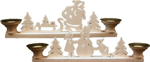 alles-meine.de GmbH 2 er Set: Holz Bastelset 3-D - Laubsäge Kerzenhalter Schneemann - zum Aussägen und Laubsägen/zum selber basteln - Echt Erzgebirge - hergestellt in Deutschla..