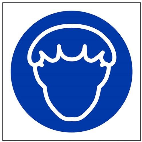 vsafety 44078 AF-S Pflicht Catering Schild, selbstklebend, Haarnetz Logo, quadratisch, 100 mm x 100 mm, blau