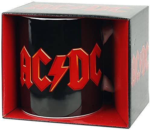 AC/DC Kaffeetasse Logo, Porzellan, schwarz, 8 cm, 1 Stück (1er Pack)