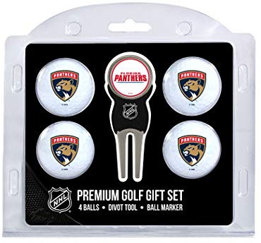 Team Golf NHL Florida Panthers Set mit 4 Golfbällen und Pitchgabeln, reguläre Größe, Golfbälle (4 Stück) und Pitchgabel mit abnehmbarem doppelseitigem Magnetmarker