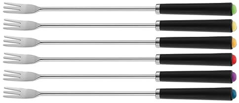 kela set tenedor fondue 6 piezas MORENA, pinchos fondue queso 25 cm, tenedores acero inoxidable con marca de color, tenedor fondue carne