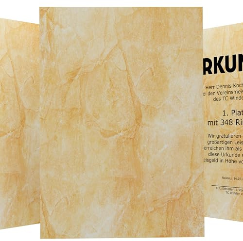Certifikatpapper Carrara 50 ark | klassisk | för certifikat | DIN A4 190 g/kvm | hög kvalitet | brevpapper | kartongpapper | certifierat papper | blanko-certifikat | erkännande papper