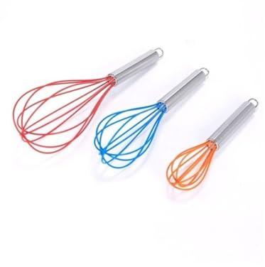 MSV Schneebesen Rührbesen aus Silikon & Edelstahl, 3er Set in Bunt