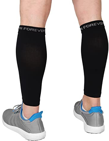Calf Compression Sleeves for Men and Women - Footless Compression Socks for Runners, Shin Splints, Varicose Vein and Calf Pain Relief - Leg Brace for Running, Cycling, Travel - Medium, Black