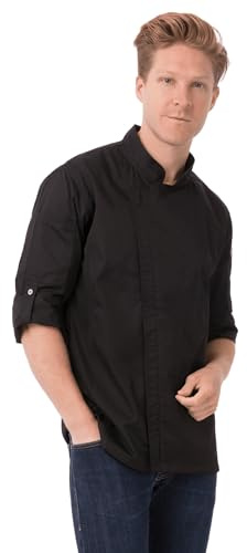 Chef Works Men's Hartford Chef Coat, Black, Medium