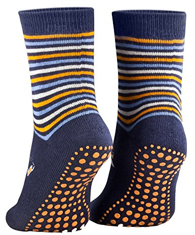 Piarini 2 Paar Kinder Stoppersocken ABS Socken Anti Rutschsocken Noppen Baumwolle Jungen Mädchen Blau 31 32 33 34