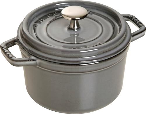 STAUB Cast Iron Roaster/Cocotte, Round, 14 cm, 0.8 L, Graphite Grey