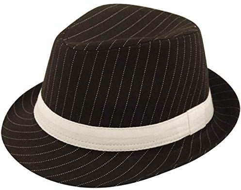 Fancy Dress Hut für Erwachsene und Damen, 1920er-Jahre, Gangster-Nadelstreifen, Great Gatsby Bugsy Malone, Schwarz oder Weiß, Schwarz , Einheitsgröße