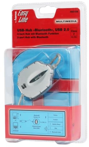 Hama Hub USB 2.0 2 en 1 de 3 puertos con interfaz Bluetooth para teléfono móvil y más.
