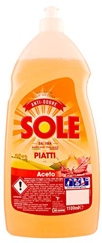 Sole - Detersivo Piatti, Azione Anti-Odore, Supersgrassante con Aceto - 1100 ml