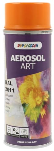 DUPLI-COLOR AEROSOL ART RAL 2011 tieforange glänzend 400 ml, Spraylack für vielseitigen Einsatz, schnelltrocknend, hohe Deckkraft, für Innen- und Außenbereiche geeignet