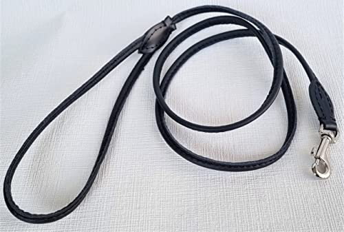 Luxus HUNDELEINE, Runde Leine, Nappa Leder 130cm/6mm Schwarz (Made in Poland 7-12-4-52)