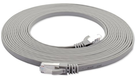 2m - CAT7 cable de red plano gris - 1 pieza 10 Gbit/s Gigabit LAN piso flaco cable Patch compatible con compatible con CAT5 CAT6 CAT7 CAT8 Cat8 cinta Lan cable