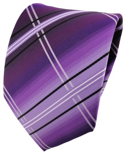 TigerTie - Corbata - morado lila negro blanco plata rayas