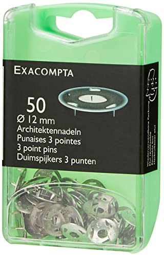 Exacompta 14761E - Cajita de 50 chinchetas, Niquelado