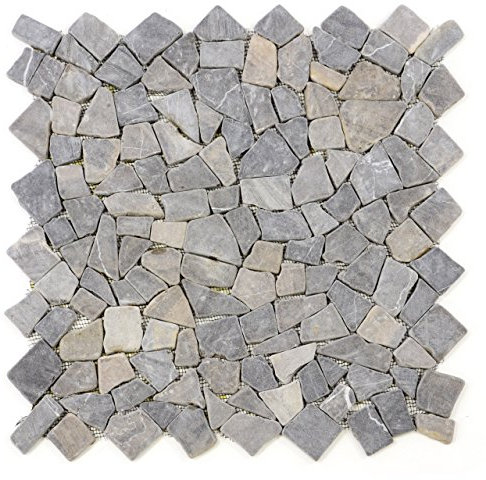 DIVERO 4 Fliesenmatten Naturstein Mosaik aus Marmor für Wand und Boden hellgrau á 50 x 50 cm