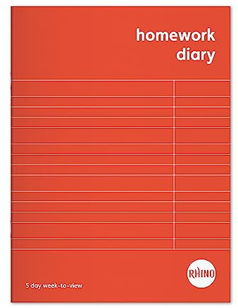 Rhino 8 x 6 Homework Diary, 84-Page / 1-Pack, 5-Day Week Academic Planner, Study & School Supplies, Red