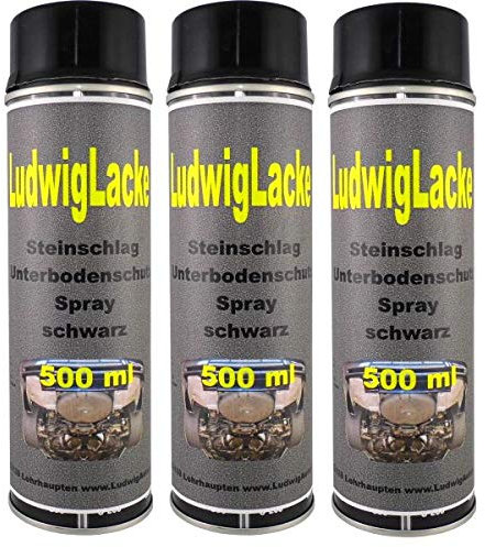 LudwigLacke Steinschlagschutz Unterbodenschutz 3 x 500 ml Spray Schwarz