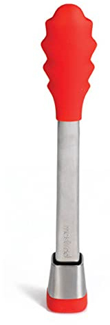 MASTRAD - Pince De Cuisine - Multi-usages - Pince de Service - S'ouvre Et Se Ferme D'une Seule Main - Manche en Acier Inoxydable - Embouts en Silicone - Ne Raye Pas les Casseroles - 28 CM - Rouge