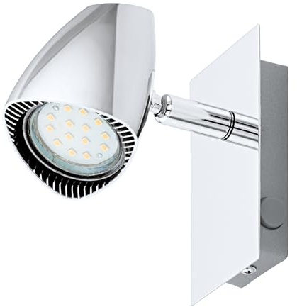 EGLO Corbera LED Wall Light Metal and Plastic Chrome Wall Spotlight with Switch Living Room Lamp Spot Including GU10 Bulb Warm White