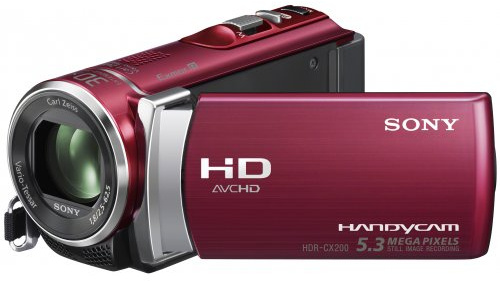 Sony HDR-CX200ER Full-HD Camcorder (5,3 Megapixel, 25-fach opt. Zoom, 6,7 cm (2,7 Zoll) Touchscreen, Kartenslot, iAUTO, HDMI) rot