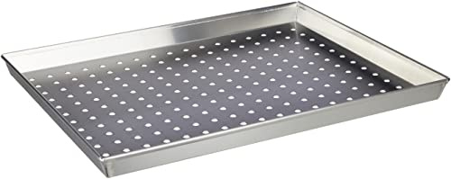 Pentole Agnelli COAL49/3F45 Teglia Rettangolare Forata, Diametro Foro 6 mm, Lega Alluminio 3003, 45x35 cm, Argento