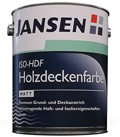Jansen ISO-HDF Holzdeckenfarbe weiß 5 Liter matt Grund und Deckanstrich