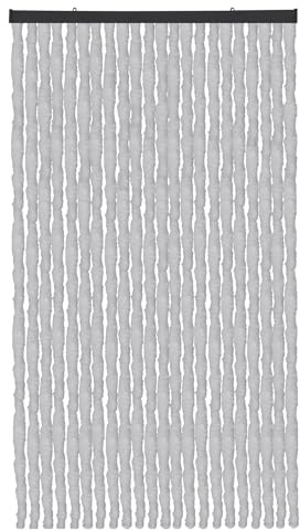Fluffy Curtain, Polyester, Unistreifen grau, 100x220 cm