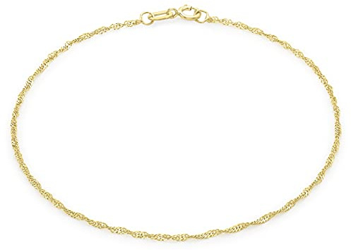 CARISSIMA Chaîne de Cheville Femme gourmette torsadée or jaune 9 ct 23 cm