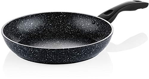 Westinghouse Black Marble WHP128 - Sartén antiadherente de mármol de 3 capas (aluminio forjado, base apta para inducción, mango recubierto de silicona)