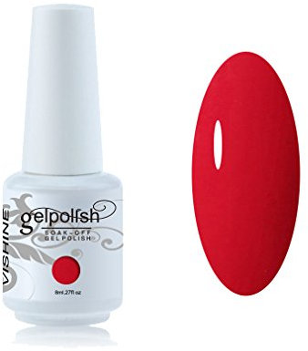 Vishine Vernis à ongles 8ml Semi-permanent Soak-off UV LED Gel Polish Manucure Base Top Coat Rouge #1464