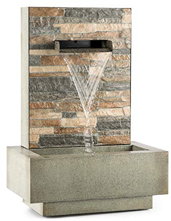 Blumfeldt Watergate - Gartenbrunnen, Springbrunnen, Zierbrunnen, Wasserspiel, Indoor und Outdoor, 1000 L/h Umlaufleistung, 15 Watt Pumpe, 10 m Kabel, verzinktes Metall, IPX8 Schutzart, grau