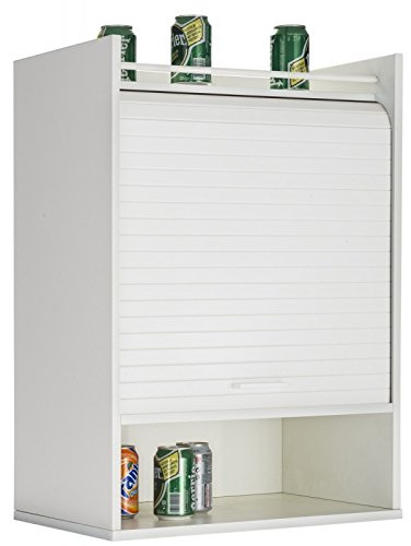 SIMMOB Küchenmöbel, weiß, Vorhang schwarz oder weiß, 4 Fächer, L 54 cm, H 76,6 cm, T 35,4 cm