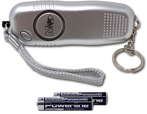 Minder 130db Police Approved Personal Staff Panic Rape Attack Safety Security Keyring Alarm with Flashlight (With Spare Batteries, Silver)